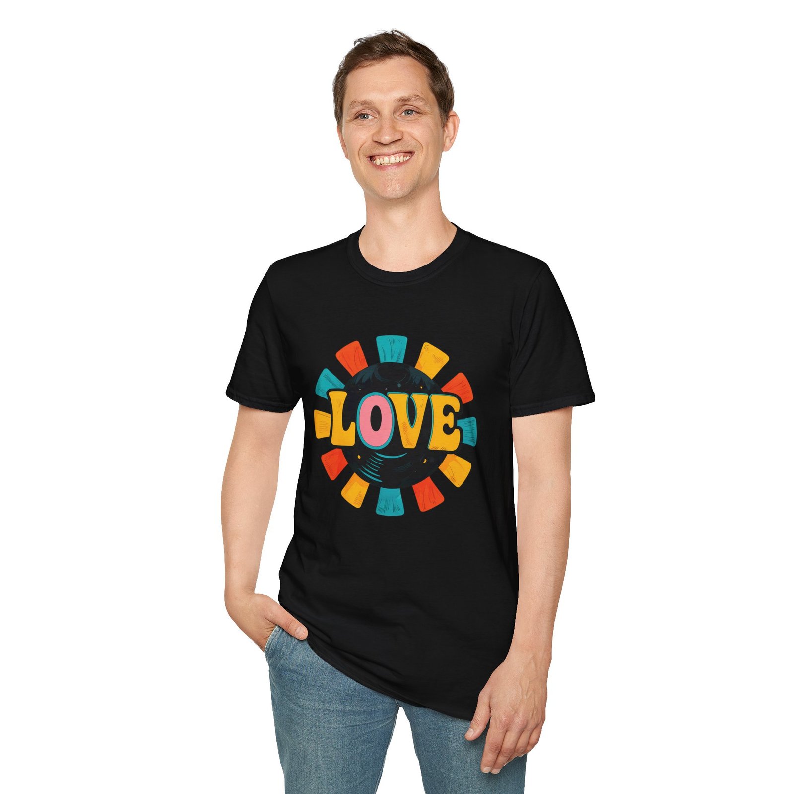 "LOVE" Logo Unisex Softstyle T-Shirt, Vibrant Graphic Tee - Image 2