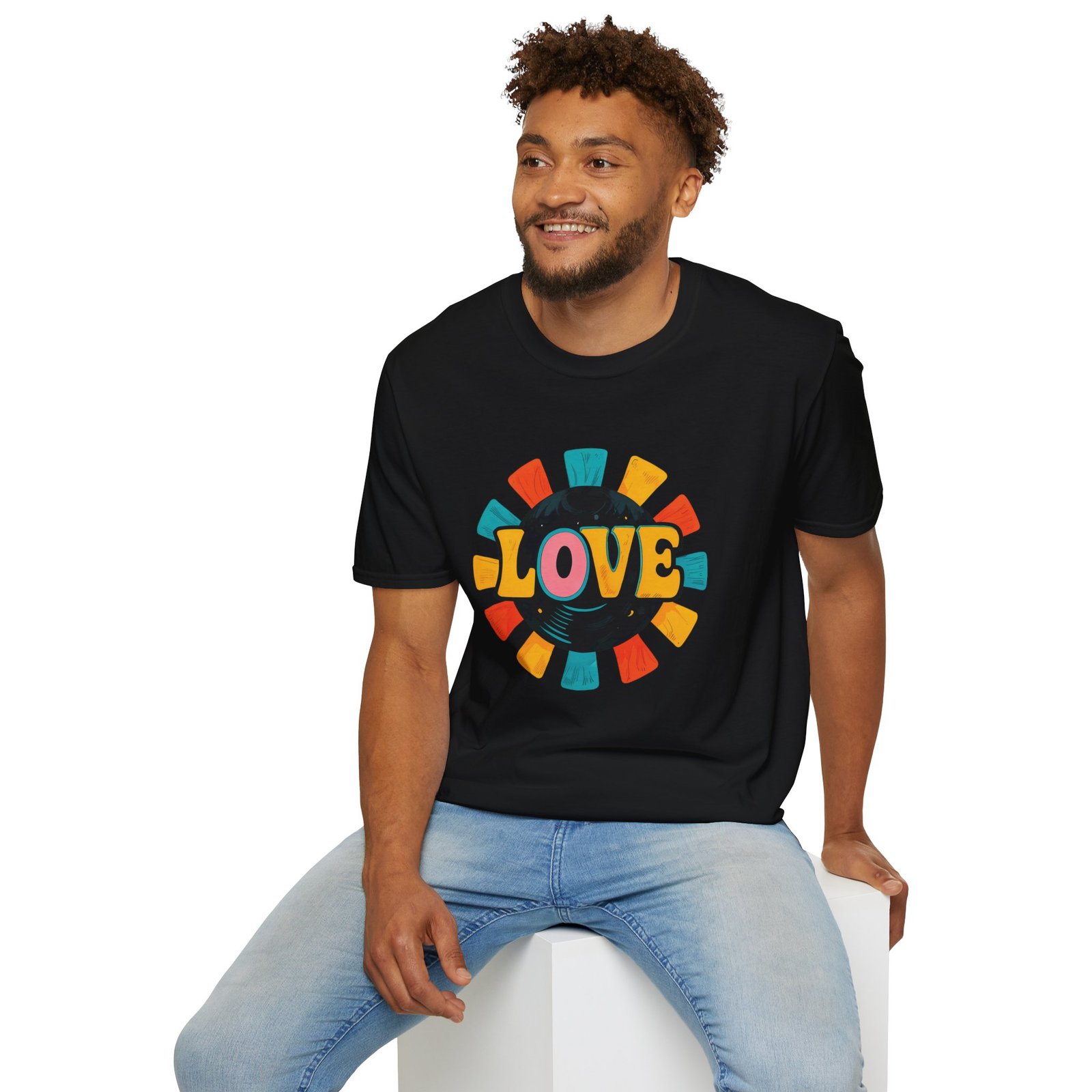 "LOVE" Logo Unisex Softstyle T-Shirt, Vibrant Graphic Tee - Image 3