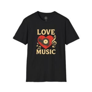 "LOVE MUSIC" Logo Unisex Softstyle T-Shirt, Vibrant Graphic Tee
